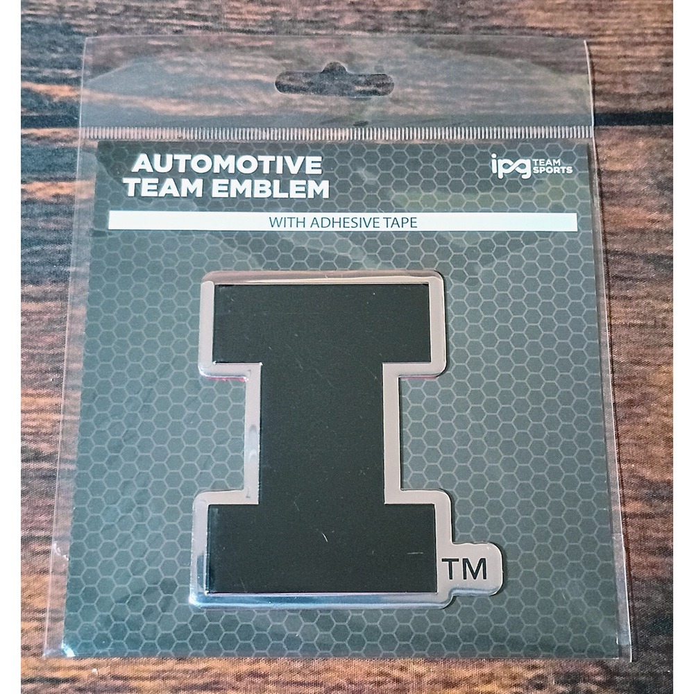 Illinois Fighting Illini Automotive Team Emblem Black Chrome Block I IPG Decal